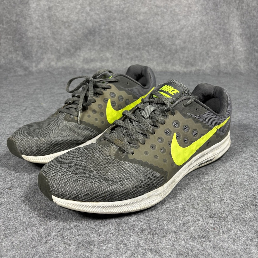Nike Downshifter 7 Running Shoes 11 Gray Neon Yellow Mesh Athletic 852459-004